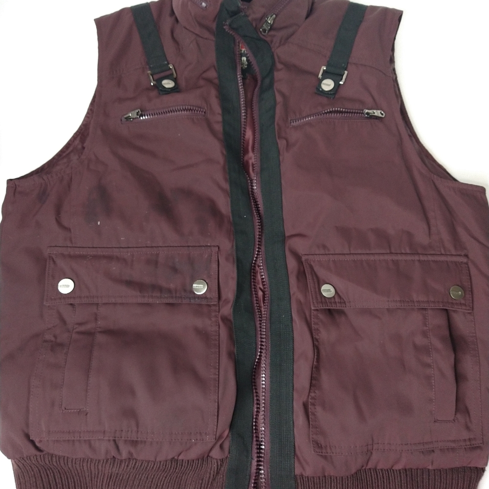 Vintage COOGI Australia Heavy Sleeveless Jacket Vest Mens L Burgundy Puffer Coat